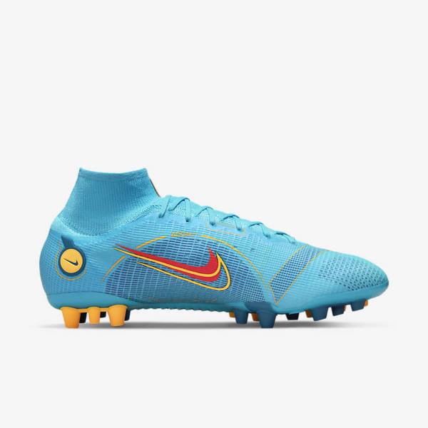 Buty Piłkarskie Damskie Nike Mercurial Superfly 8 Elite AG Artificial-Grasss Niebieskie Pomarańczowe | NK301XPT