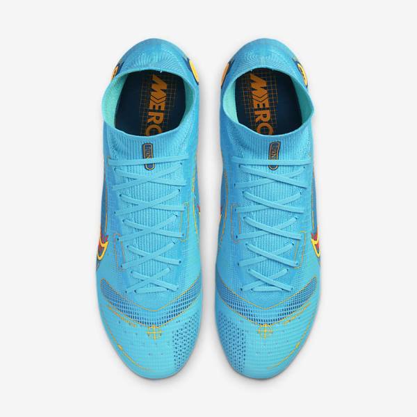 Buty Piłkarskie Damskie Nike Mercurial Superfly 8 Elite AG Artificial-Grasss Niebieskie Pomarańczowe | NK301XPT