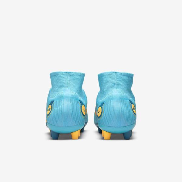 Buty Piłkarskie Damskie Nike Mercurial Superfly 8 Elite AG Artificial-Grasss Niebieskie Pomarańczowe | NK301XPT