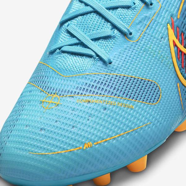 Buty Piłkarskie Damskie Nike Mercurial Superfly 8 Elite AG Artificial-Grasss Niebieskie Pomarańczowe | NK301XPT