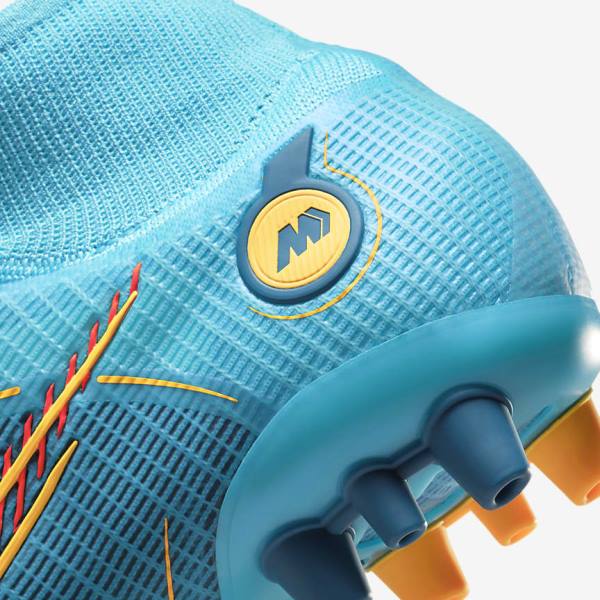 Buty Piłkarskie Damskie Nike Mercurial Superfly 8 Elite AG Artificial-Grasss Niebieskie Pomarańczowe | NK301XPT