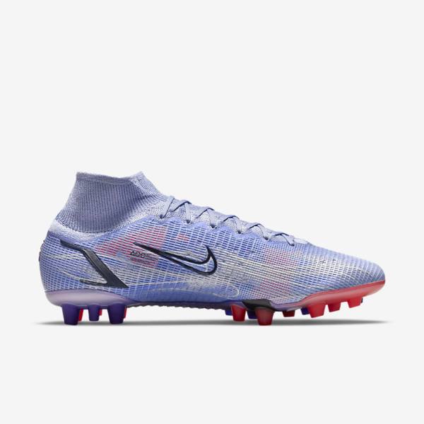 Buty Piłkarskie Damskie Nike Mercurial Superfly 8 Elite KM AG Artificial-Grass Indygo Głęboka Czerwone Metal Srebrne | NK360IDT