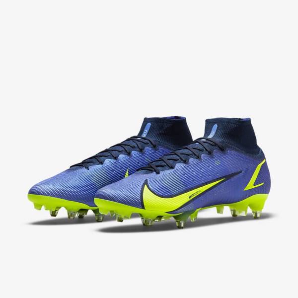 Buty Piłkarskie Damskie Nike Mercurial Superfly 8 Elite SG-Pro AC Soft-Ground Niebieskie | NK425KAH