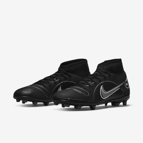 Buty Piłkarskie Damskie Nike Mercurial Superfly 8 Club MG Multi-Grounds Czarne Szare Metal Srebrne | NK467OHY