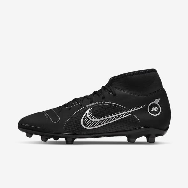 Buty Piłkarskie Damskie Nike Mercurial Superfly 8 Club MG Multi-Grounds Czarne Szare Metal Srebrne | NK467OHY