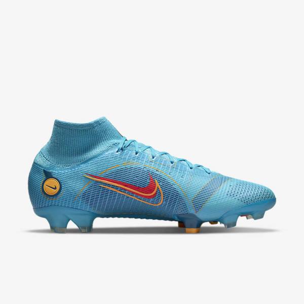 Buty Piłkarskie Damskie Nike Mercurial Superfly 8 Elite FG Firm-Grounds Niebieskie Pomarańczowe | NK516WRS