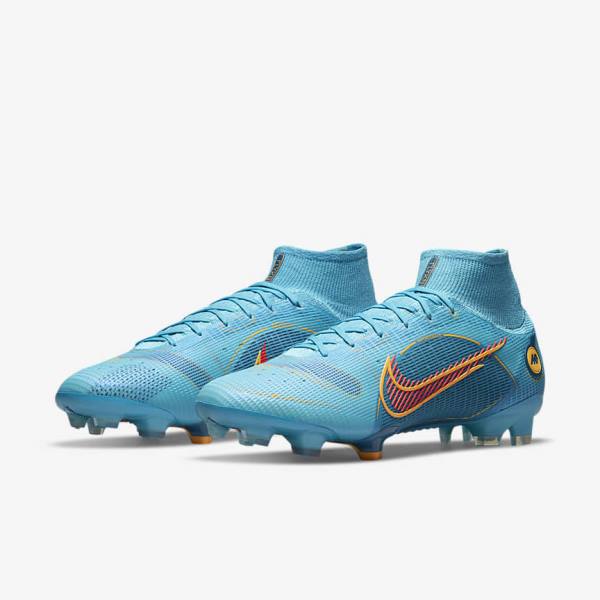 Buty Piłkarskie Damskie Nike Mercurial Superfly 8 Elite FG Firm-Grounds Niebieskie Pomarańczowe | NK516WRS