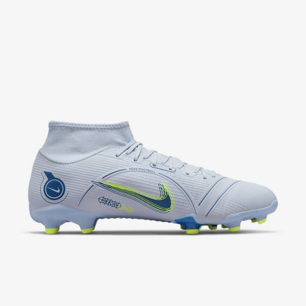 Buty Piłkarskie Damskie Nike Mercurial Superfly 8 Academy MG Multi-Grounds Szare Głęboka Niebieskie Ciemny Niebieskie | NK582JHF