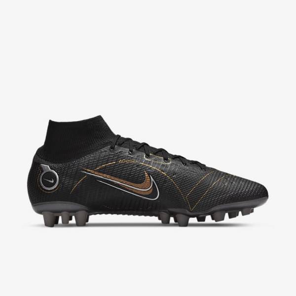 Buty Piłkarskie Damskie Nike Mercurial Superfly 8 Elite AG Artificial-Grasss Czarne Metal Srebrne Szare Metal Złote | NK610ONW