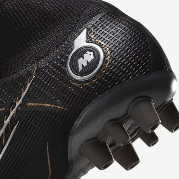 Buty Piłkarskie Damskie Nike Mercurial Superfly 8 Elite AG Artificial-Grasss Czarne Metal Srebrne Szare Metal Złote | NK610ONW