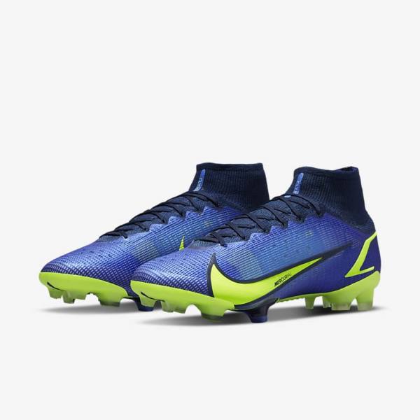 Buty Piłkarskie Damskie Nike Mercurial Superfly 8 Elite FG Firm-Grounds Niebieskie | NK623NZA