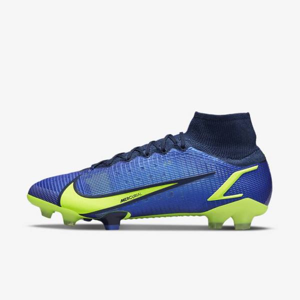 Buty Piłkarskie Damskie Nike Mercurial Superfly 8 Elite FG Firm-Grounds Niebieskie | NK623NZA