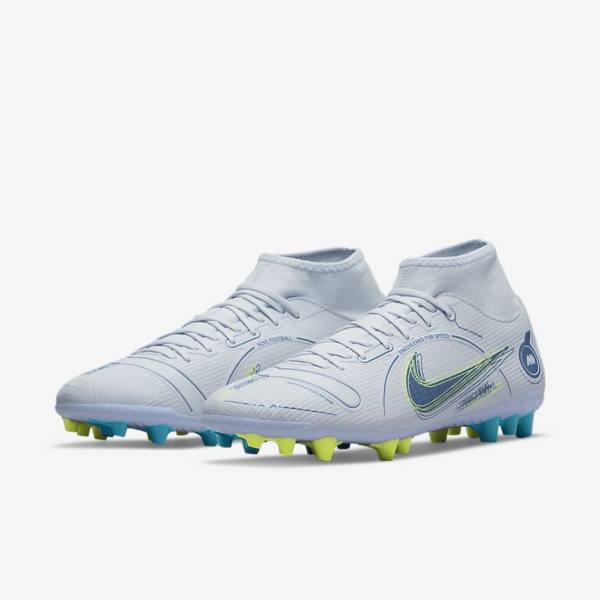 Buty Piłkarskie Damskie Nike Mercurial Superfly 8 Academy AG Artificial-Grass Szare Głęboka Niebieskie Ciemny Niebieskie | NK637FHB