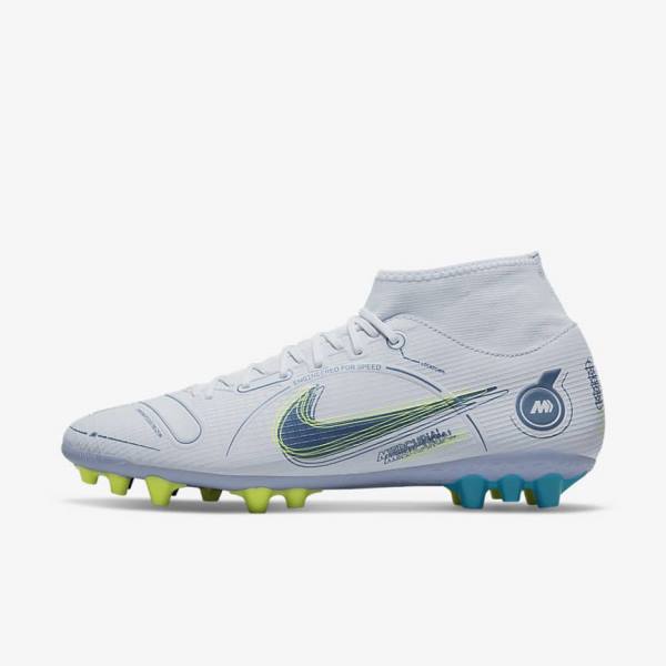 Buty Piłkarskie Damskie Nike Mercurial Superfly 8 Academy AG Artificial-Grass Szare Głęboka Niebieskie Ciemny Niebieskie | NK637FHB