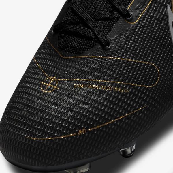 Buty Piłkarskie Damskie Nike Mercurial Superfly 8 Elite SG-PRO Anti-Clog Traction Soft-Ground Czarne Metal Srebrne Szare Metal Złote | NK713DIP