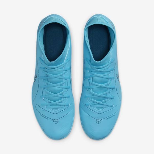 Buty Piłkarskie Damskie Nike Mercurial Superfly 8 Club TF Turf Niebieskie Pomarańczowe | NK791JNA