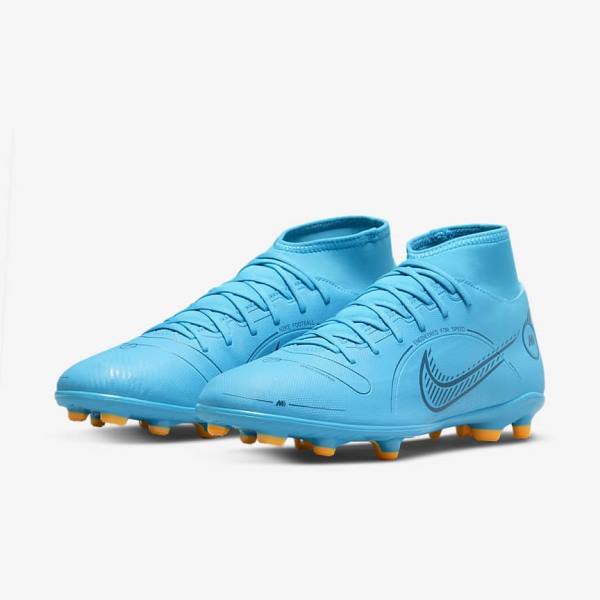 Buty Piłkarskie Damskie Nike Mercurial Superfly 8 Club MG Multi-Grounds Niebieskie Pomarańczowe | NK851KDS