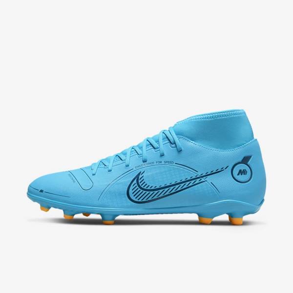 Buty Piłkarskie Damskie Nike Mercurial Superfly 8 Club MG Multi-Grounds Niebieskie Pomarańczowe | NK851KDS