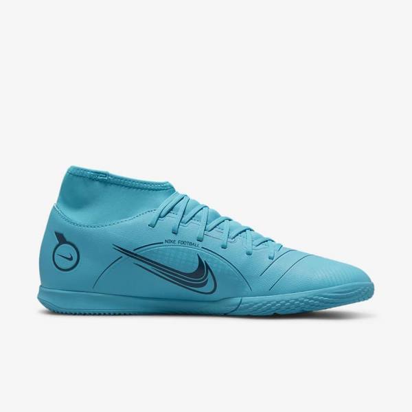 Buty Piłkarskie Damskie Nike Mercurial Superfly 8 Club IC Indoor Court Niebieskie Pomarańczowe | NK862VSU