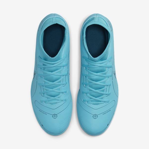 Buty Piłkarskie Damskie Nike Mercurial Superfly 8 Club IC Indoor Court Niebieskie Pomarańczowe | NK862VSU