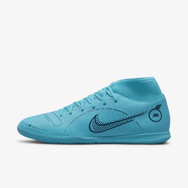 Buty Piłkarskie Damskie Nike Mercurial Superfly 8 Club IC Indoor Court Niebieskie Pomarańczowe | NK862VSU