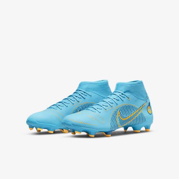 Buty Piłkarskie Damskie Nike Mercurial Superfly 8 Academy MG Multi-Grounds Niebieskie Pomarańczowe | NK907PWI