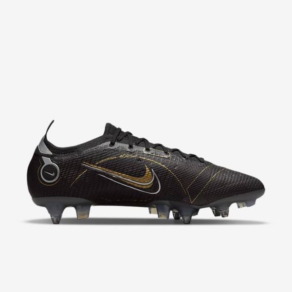 Buty Piłkarskie Damskie Nike Mercurial Vapor 14 Elite SG-PRO Anti-Clog Traction Soft-Grounds Czarne Metal Srebrne Szare Metal Złote | NK360JLK