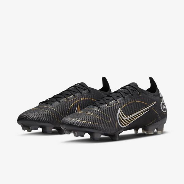 Buty Piłkarskie Damskie Nike Mercurial Vapor 14 Elite FG Firm-Grounds Czarne Metal Srebrne Szare Metal Złote | NK716UIZ