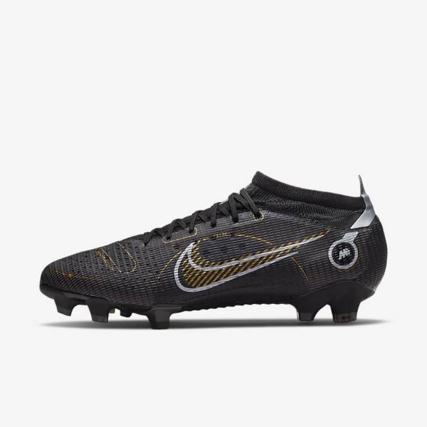 Buty Piłkarskie Damskie Nike Mercurial Vapor 14 Pro FG Firm-Ground Czarne Metal Srebrne Szare Metal Złote | NK857JYI