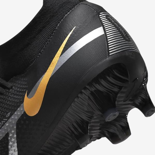 Buty Piłkarskie Damskie Nike Phantom GT2 Pro Dynamic Fit FG Firm-Ground Czarne Metal Złote Metal Srebrne Metal Ciemny Szare | NK031VOS