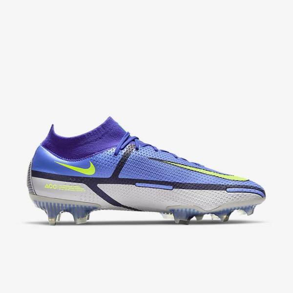 Buty Piłkarskie Damskie Nike Phantom GT2 Dynamic Fit Elite FG Firm-Ground Niebieskie Szare | NK124ESV