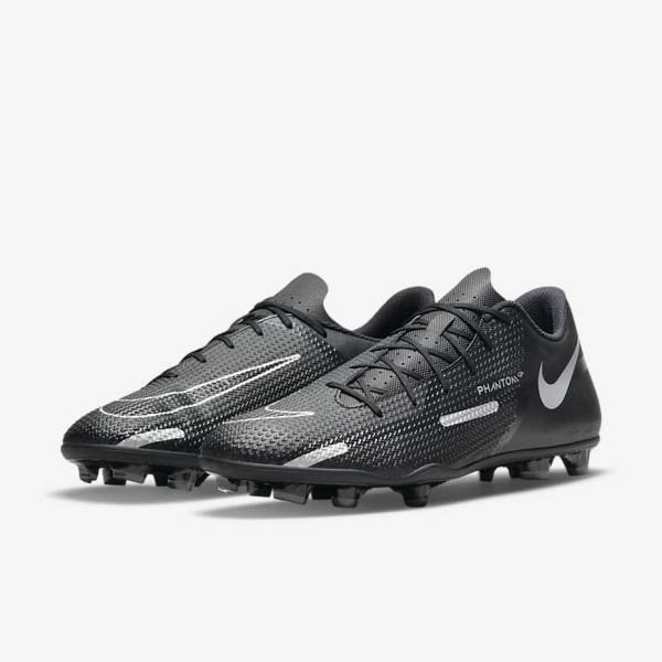 Buty Piłkarskie Damskie Nike Phantom GT2 Club MG Multi-Ground Czarne Ciemny Szare Metal Srebrne | NK273LFX