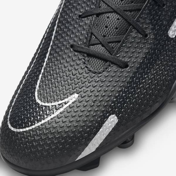 Buty Piłkarskie Damskie Nike Phantom GT2 Club MG Multi-Ground Czarne Ciemny Szare Metal Srebrne | NK273LFX