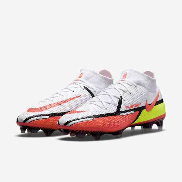 Buty Piłkarskie Damskie Nike Phantom GT2 Dynamic Fit Elite FG Firm-Ground Białe Głęboka Czerwone | NK314FWL