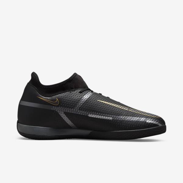 Buty Piłkarskie Damskie Nike Phantom GT2 Academy Dynamic Fit IC Indoor Court Czarne Metal Złote Ciemny Szare Metal Ciemny Szare | NK318URP