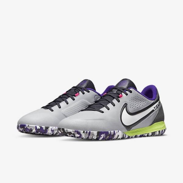 Buty Piłkarskie Damskie Nike React Tiempo Legend 9 Pro IC Indoor-Court Głęboka Szare Białe | NK153HFE