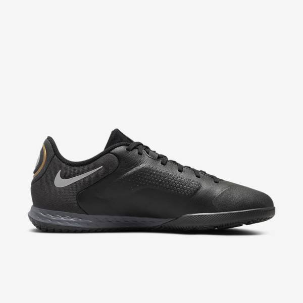 Buty Piłkarskie Damskie Nike React Tiempo Legend 9 Pro IC Indoor-Court Czarne Ciemny Szare Metal Złote Metal Ciemny Szare | NK176DCM