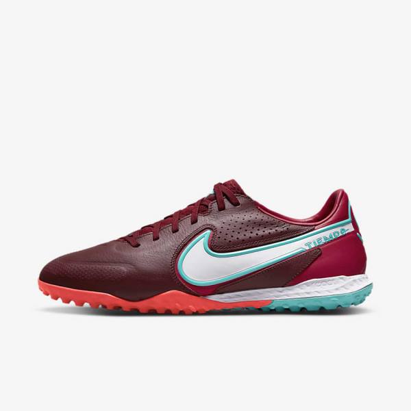 Buty Piłkarskie Damskie Nike React Tiempo Legend 9 Pro TF Turf Czerwone Głęboka Czerwone Białe | NK492VWN