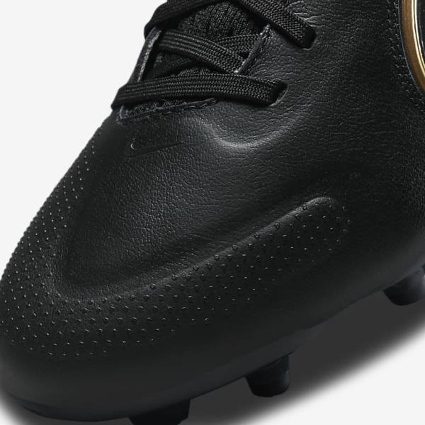 Buty Piłkarskie Damskie Nike Tiempo Legend 9 Pro FG Firm-Ground Czarne Ciemny Szare Metal Złote Metal Ciemny Szare | NK076XER