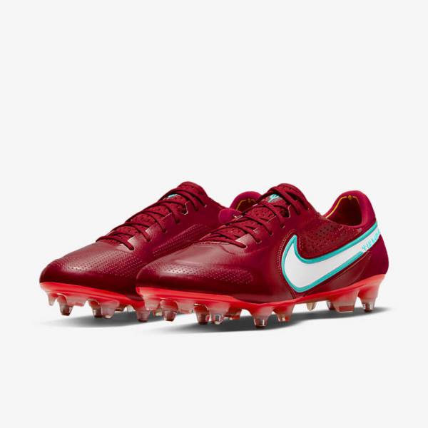 Buty Piłkarskie Damskie Nike Tiempo Legend 9 Elite SG-Pro AC Soft-Ground Czerwone Głęboka Czerwone Białe | NK106ZSX