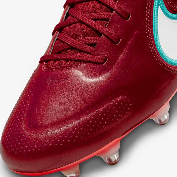 Buty Piłkarskie Damskie Nike Tiempo Legend 9 Elite SG-Pro AC Soft-Ground Czerwone Głęboka Czerwone Białe | NK106ZSX