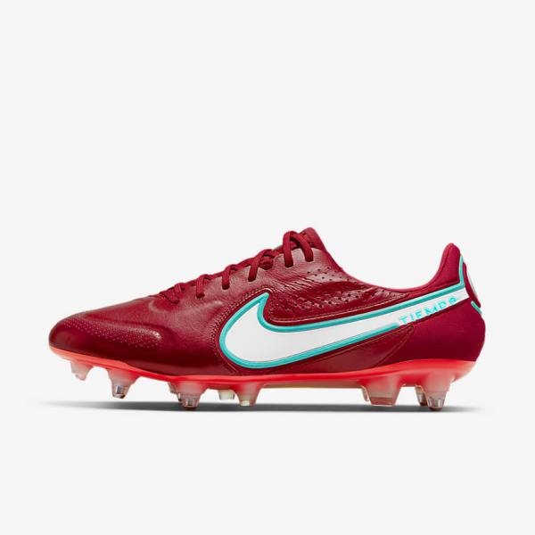 Buty Piłkarskie Damskie Nike Tiempo Legend 9 Elite SG-Pro AC Soft-Ground Czerwone Głęboka Czerwone Białe | NK106ZSX