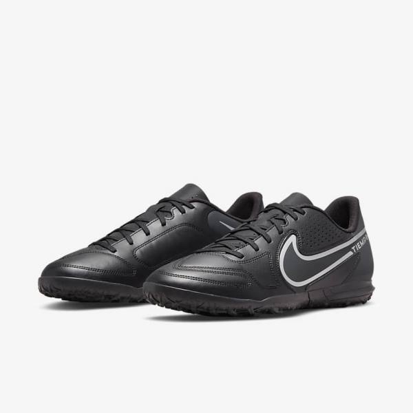 Buty Piłkarskie Damskie Nike Tiempo Legend 9 Club TF Turf Czarne Ciemny Szare | NK743POA