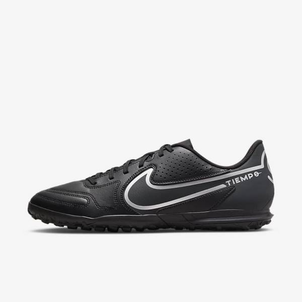 Buty Piłkarskie Damskie Nike Tiempo Legend 9 Club TF Turf Czarne Ciemny Szare | NK743POA