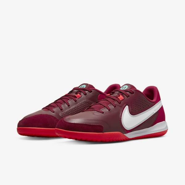 Buty Piłkarskie Damskie Nike Tiempo Legend 9 Academy IC Indoor-Court Czerwone Głęboka Czerwone Białe | NK760FDE