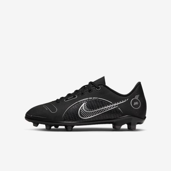 Buty Piłkarskie Dziecięce Nike Jr. Mercurial Vapor 14 Club MG Older Multi-Ground Czarne Szare Metal Srebrne | NK140TZB