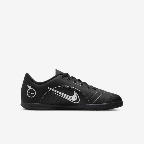 Buty Piłkarskie Dziecięce Nike Jr. Mercurial Vapor 14 Club IC Older Indoor Court Czarne Szare Metal Srebrne | NK153IZO