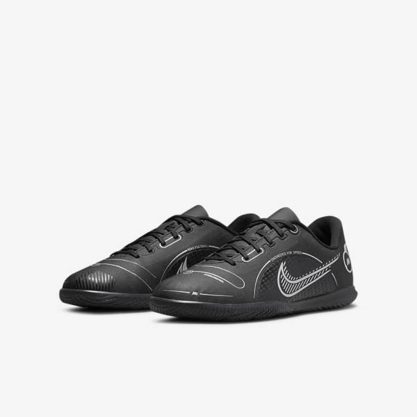 Buty Piłkarskie Dziecięce Nike Jr. Mercurial Vapor 14 Club IC Older Indoor Court Czarne Szare Metal Srebrne | NK153IZO