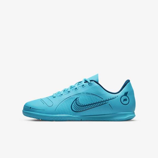 Buty Piłkarskie Dziecięce Nike Jr. Mercurial Vapor 14 Club IC Older Indoor Court Niebieskie Pomarańczowe | NK349LSH