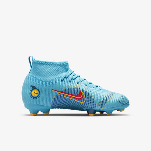 Buty Piłkarskie Dziecięce Nike Jr. Mercurial Superfly 8 Pro FG Younger and Older Firm-Grounds Niebieskie Pomarańczowe | NK365IPL